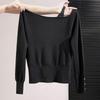 Damen Off-Shoulder Langarm Stricktop