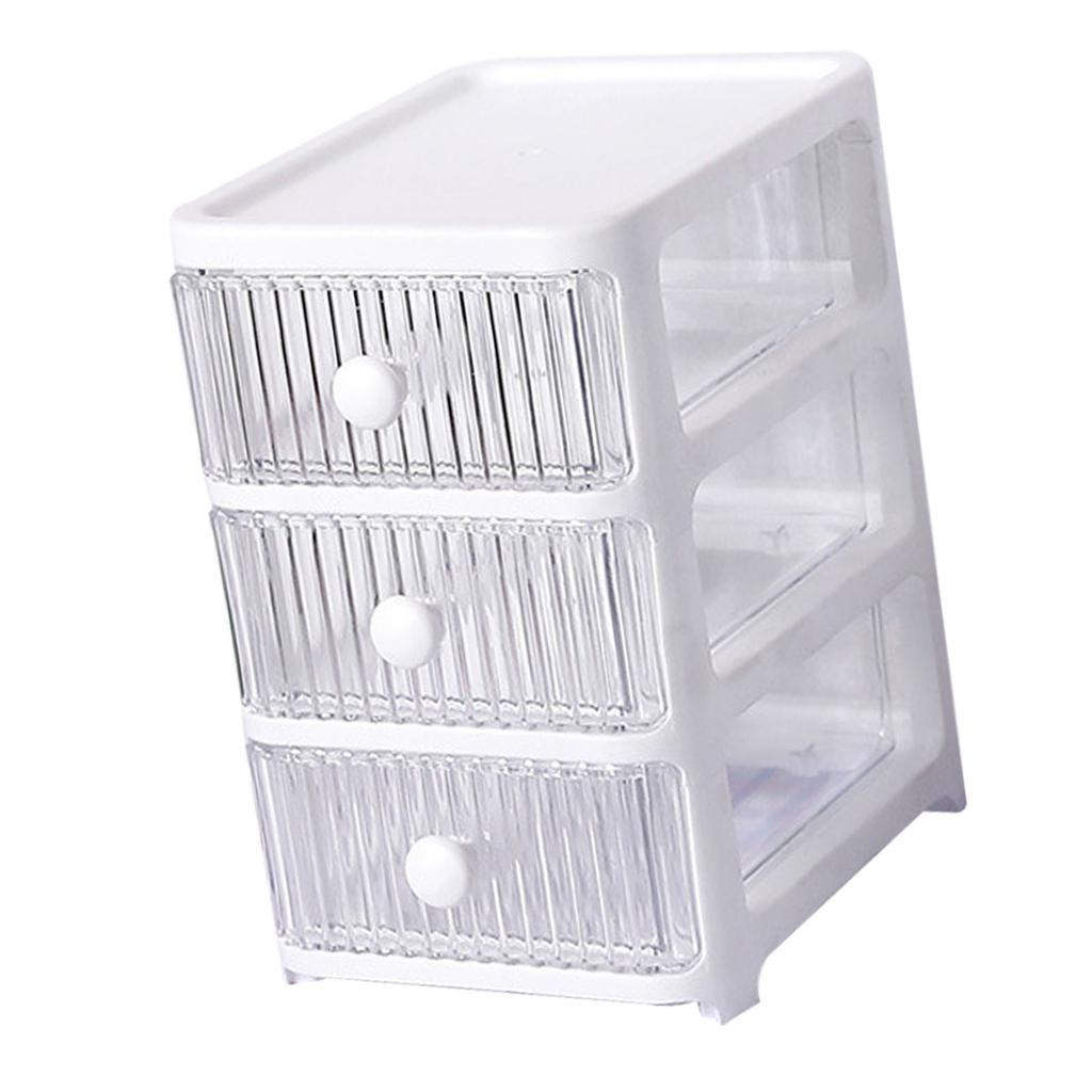 Desktop Storage Box with Drawers Multi Layers Transparent Multifunctional Stackable Desk Organizer