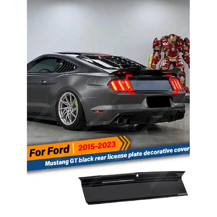 For Ford Mustang Gt 2015 2016 2017 2018 2019 2020 2021 2022 2023 Real Glossy Black Trunk Panel Decklid Trim Cover Body Kit