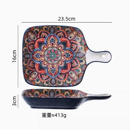Nuovo Stile Boemo Ceramica Piatti per la Casa con Manici Ciotole Piatti e Set di Piatti per la Casa