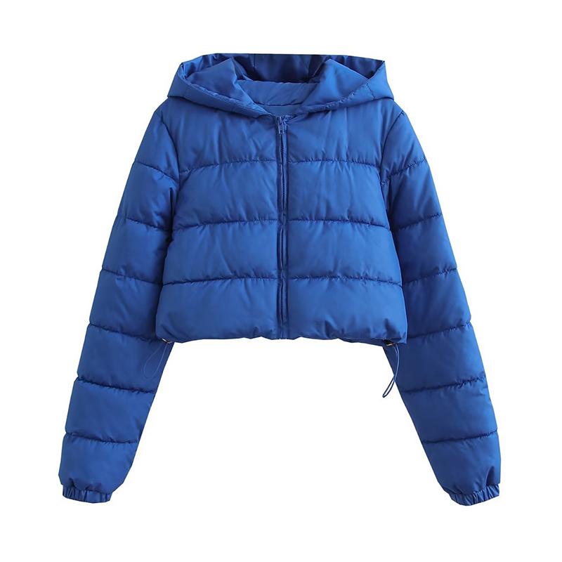 Giacche imbottite in cotone con cappuccio da donna Autunno Inverno Cappotto corto marrone nero Donna Solido Casual caldo con cerniera Parka Streetwear