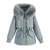 Women's Winter Fur Collar Loose Hooded Drawstring Piled Thickened Pie Thin Coat Women's Versatile Windproof