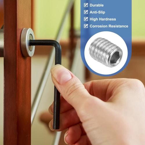 PATIKIL Hex Socket Set Screws, M8x10mm, Set Screw Set, 20 Pieces, Internal Hex, 304 Stainless Steel, Corrosion Resistant, for Fixing Door Handle Repai