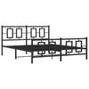 Metal Bed Frame with Headboard and Footboard Black 150x200 Cm