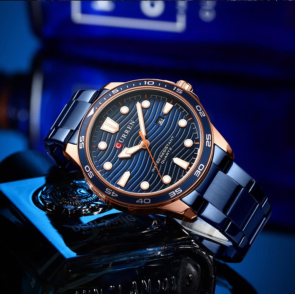 CURREN 8426 Men's Waterproof Steel Band Sports Quartz Watch with Calendar
