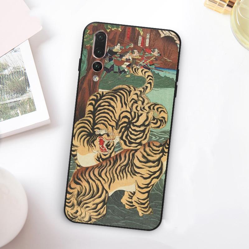 Japanese Ukiyo-e Art Panther Tiger For Huawei Nova Y73 Y72 Y90 Y70 Y60 Y91 Y61 12s 12i 11i 8i 9 10 SE P60 P30 Pro P40 Lite Case