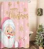Christmas Santa Claus Shower Curtain, Merry Christmas Pink Santa Claus Waterproof Fabric Shower Curtain, Funny Xmas Santa Winter