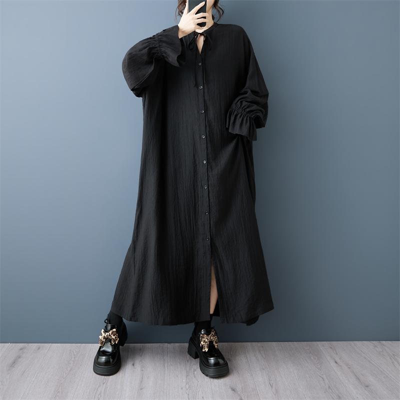 Long sleeve plus size black vintage new in dresses for women casual loose spring autumn dress
