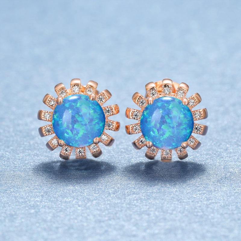 Niche design rose gold sunflower stud earrings simple temperament versatile small fresh earrings women