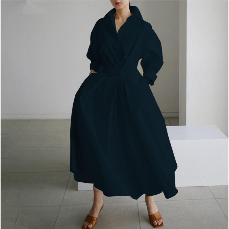 Elastic High-waisted Slimming Temperament Preppy Cardigan Dress