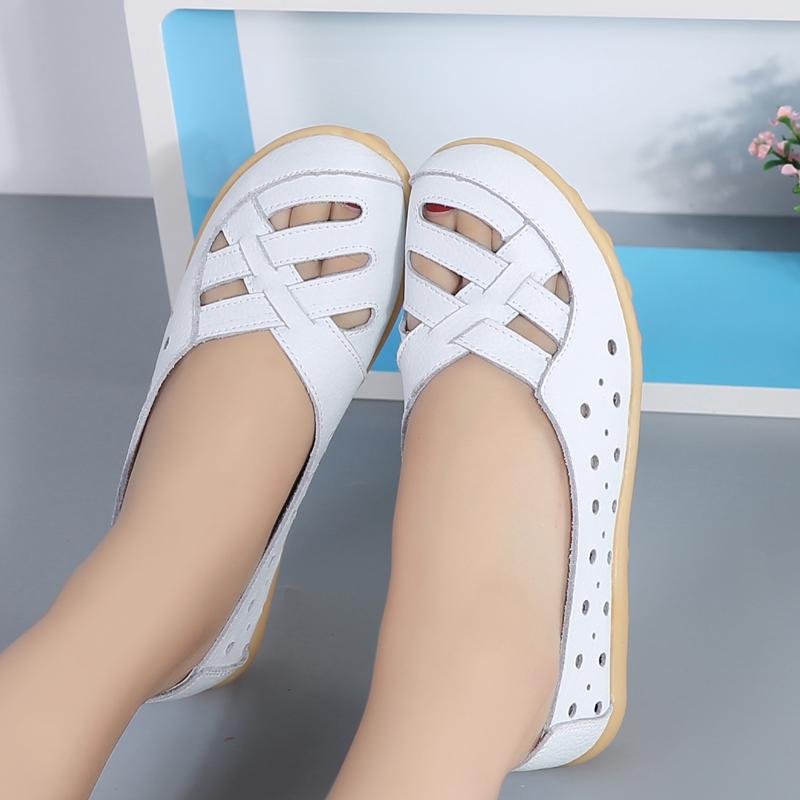 35-44 Ploché Dámské Boty Kožené Protiskluzové mokasíny Boty pro sestry Boty pro maminky Dámské sandály