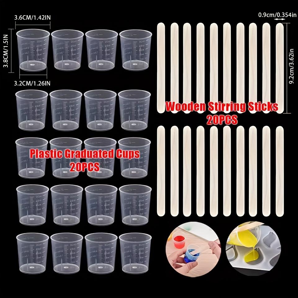 5/10/20Set 30ml/1oz Plastic Graduated Cups with Wooden Stirring Sticks Transparent Scale Cup Candle Making Kits