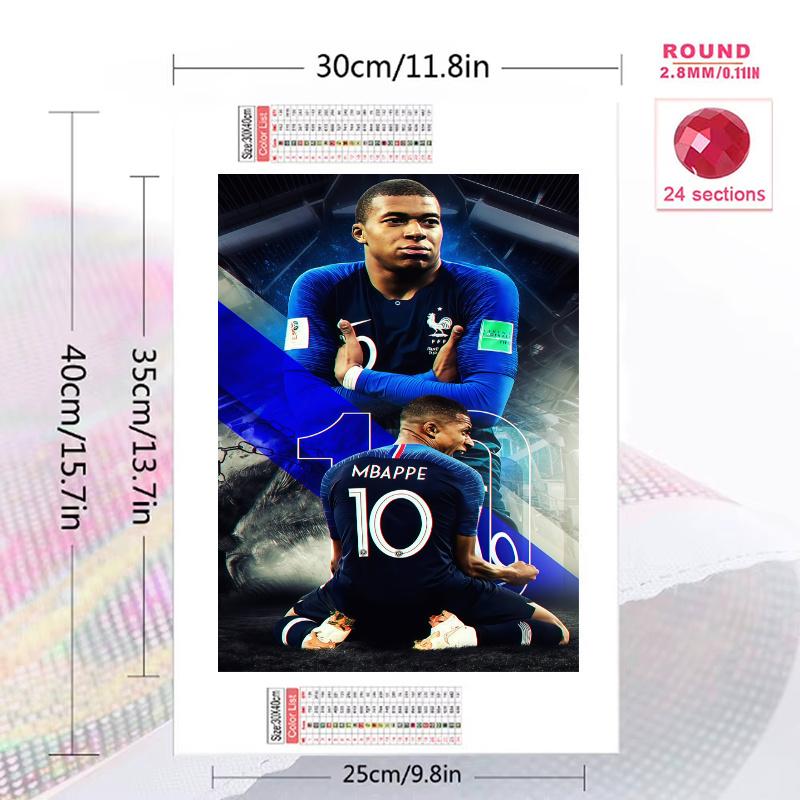 Kylian Mbappé Vibes 100% Round Full Drill 5D DIY Diamond Painting Embroidery Cross Stitch Rhinestone Décor