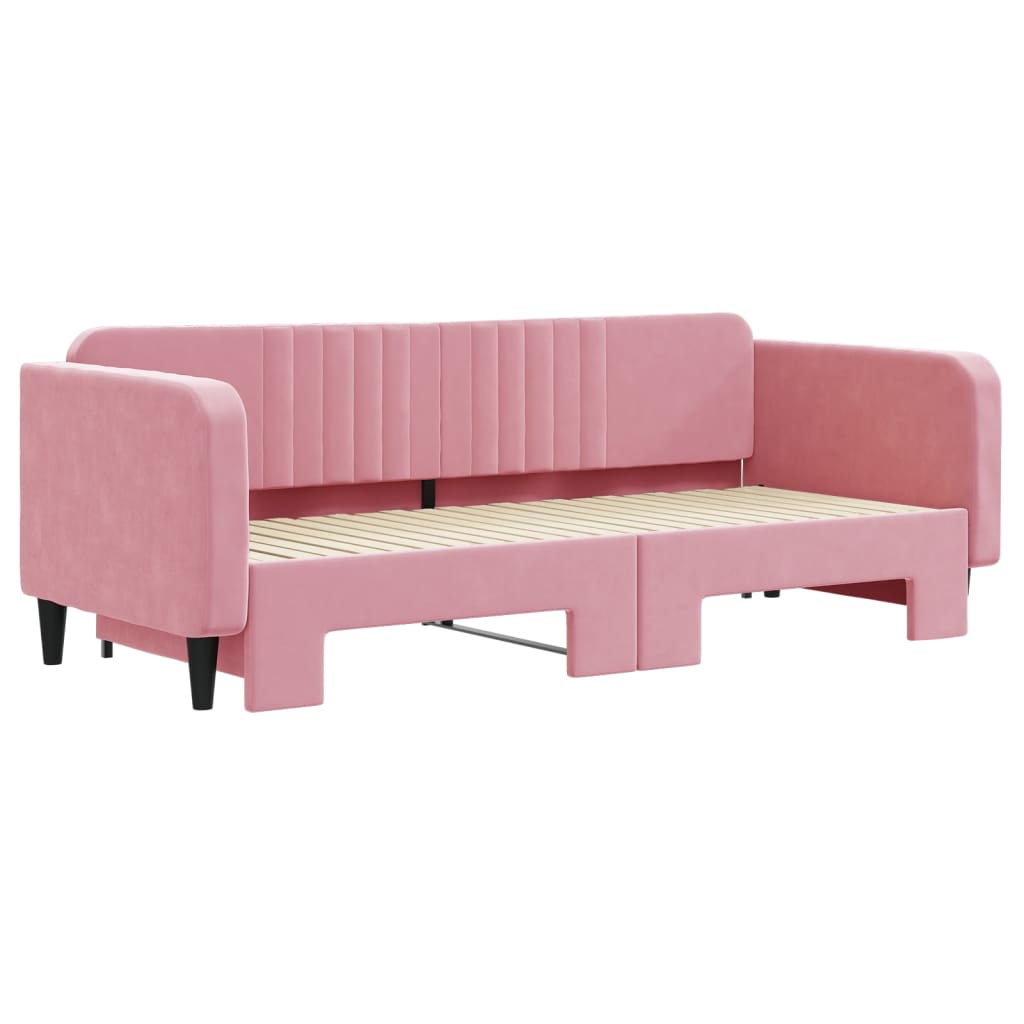 Pull Out Day Bed Pink 90x200 Cm Velvet