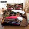 Car Bedding 3-piece Digital Printing Cartoon Plain Weave Craft For North America And Europe  Bedding Set Queen