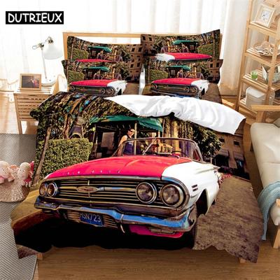 Biancheria da letto per auto 3 pezzi Stampa digitale Cartone animato Trama semplice Artigianato Per Nord America ed Europa Set letto Queen