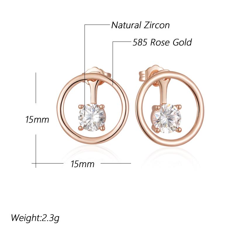 Simple Shiny Natural Zircon Drop Earrings For Women Luxury  Rose Gold Color Party Accessories Daily Fine Jewelry