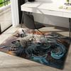 1Pc Wolf Theme Printed Circular Carpet, Home Door Mat, Outdoor Travel Protection Carpet B1