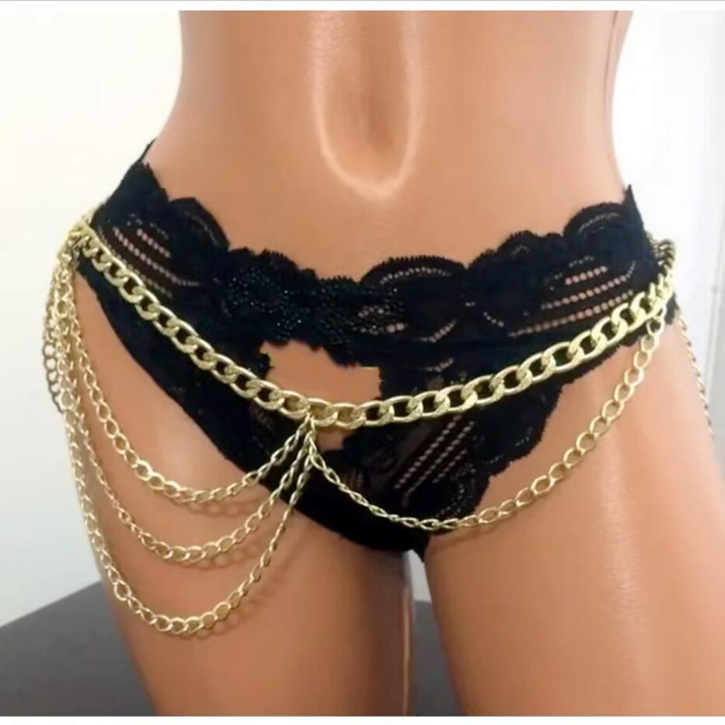 Retro style multi-layer metal chain waist chain female high-end sexy body chain