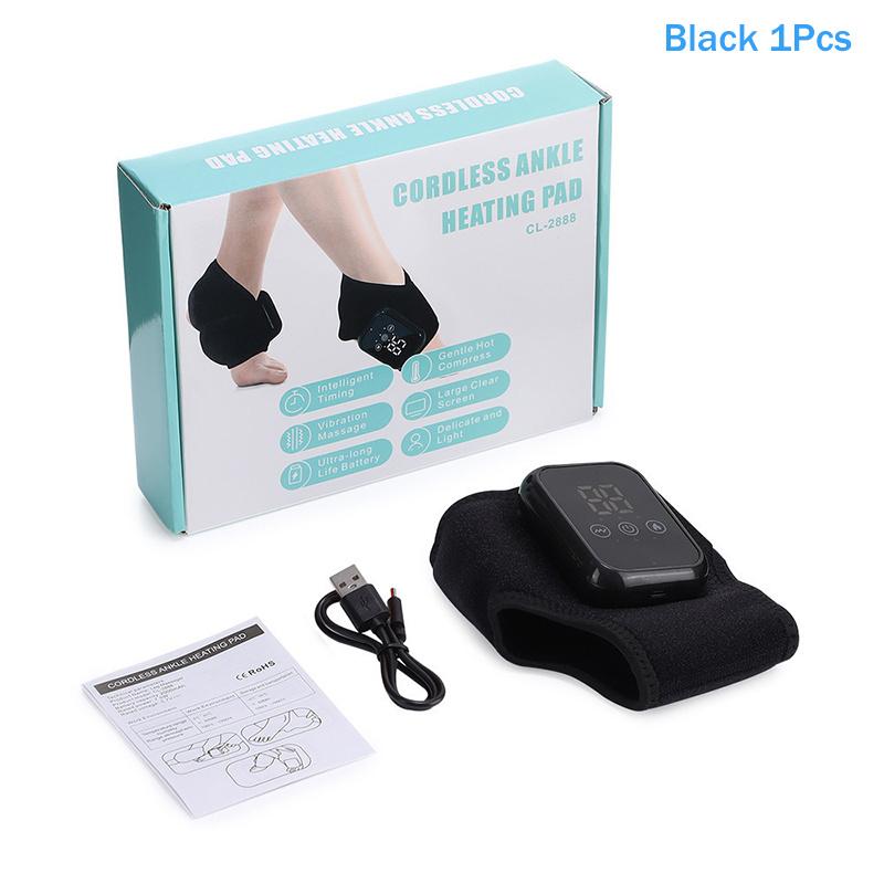 

Electric Heating Ankle Guard 3 Levels Compress Vibration Massage Cordless Foot Massager Ankle Joint Protection Heating Strap 1Pcs чёрный
