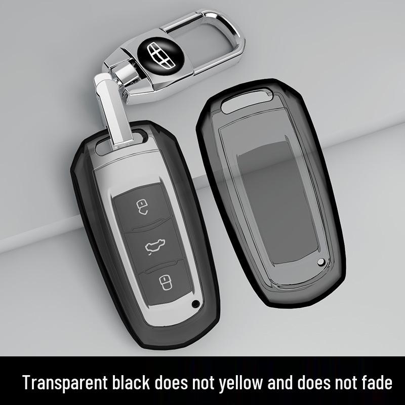 Pouzdro na klíč Geely pro Boyue, Binrui, Xingrui, Geometry E, Emgrand, Icon, Vision, Xingyue L - Průhledný obal s přezkou