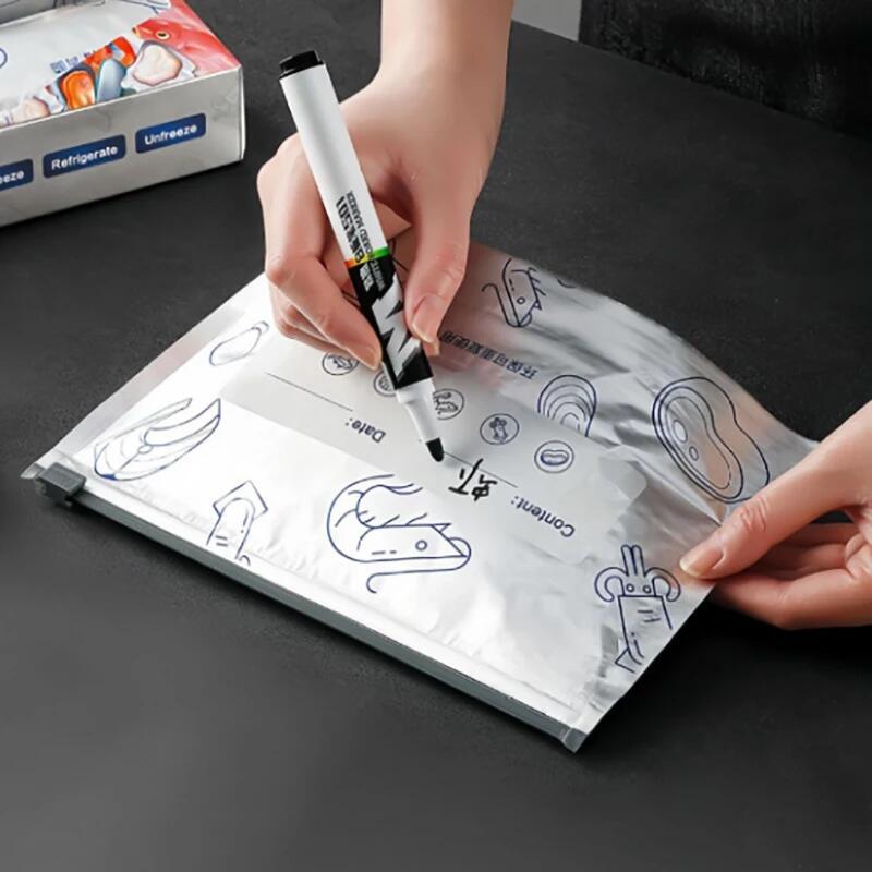 10Pcs/Set Aluminum Foil fresh-keeping Bag Sealed Antibacterial Refrigerator Food Freezing Storage Bag Zipper Seal