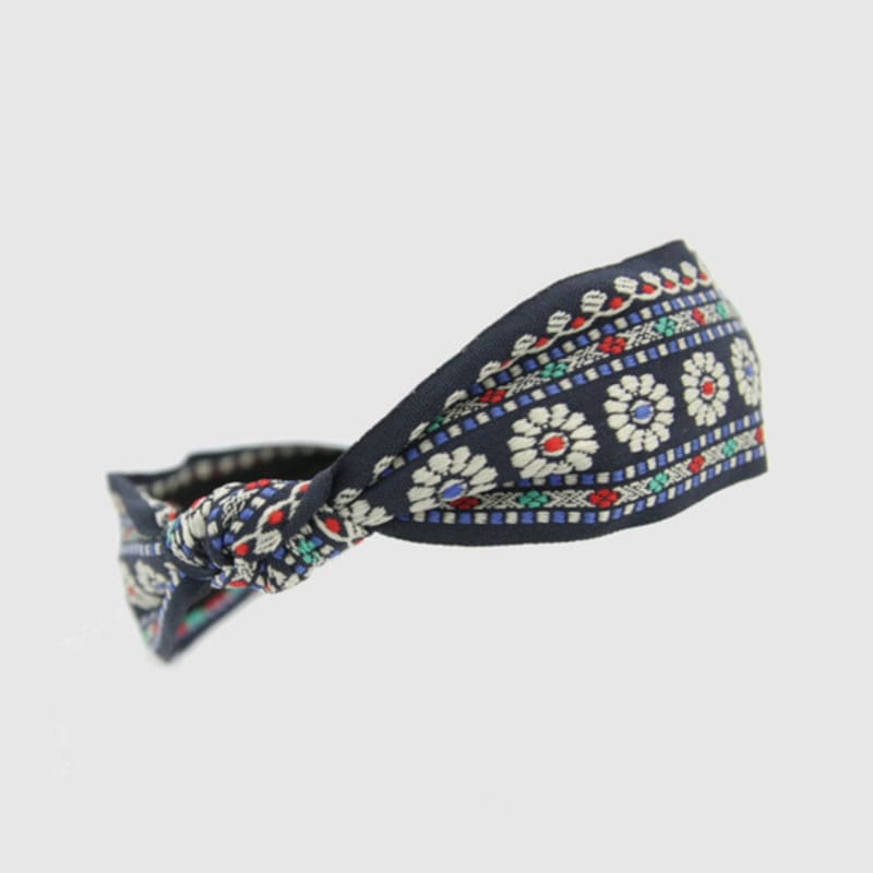 LALA Bohemian Imported Lace Hairband - Dark Blue