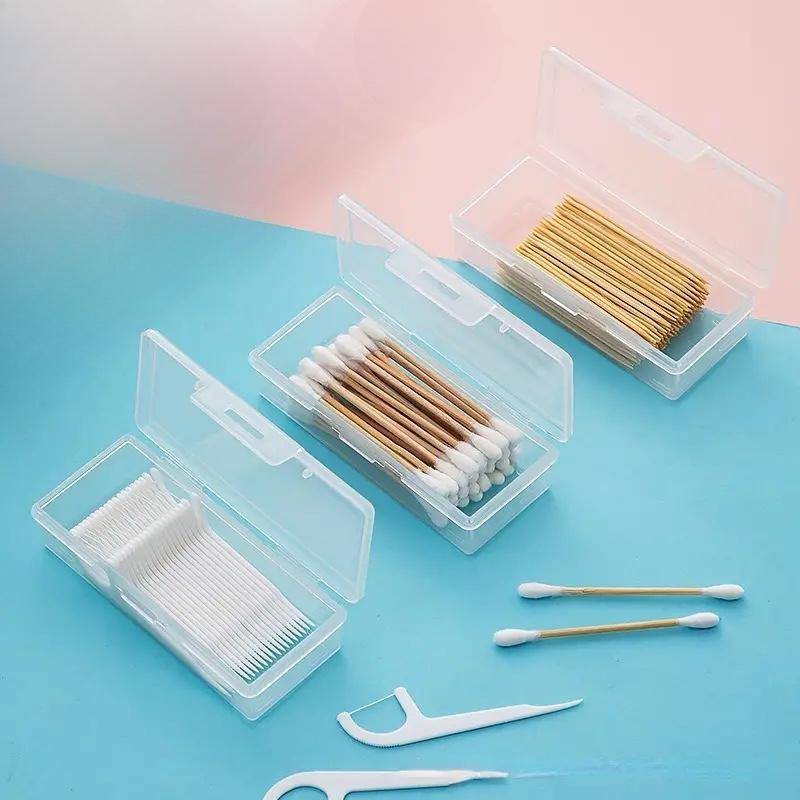 1pcs Portable Clear Small Items Storage Box, Bathroom Organizer Storage Case, Swab Holder Box,Toothpicks Sorting Box, Dust-Proof Storage Box