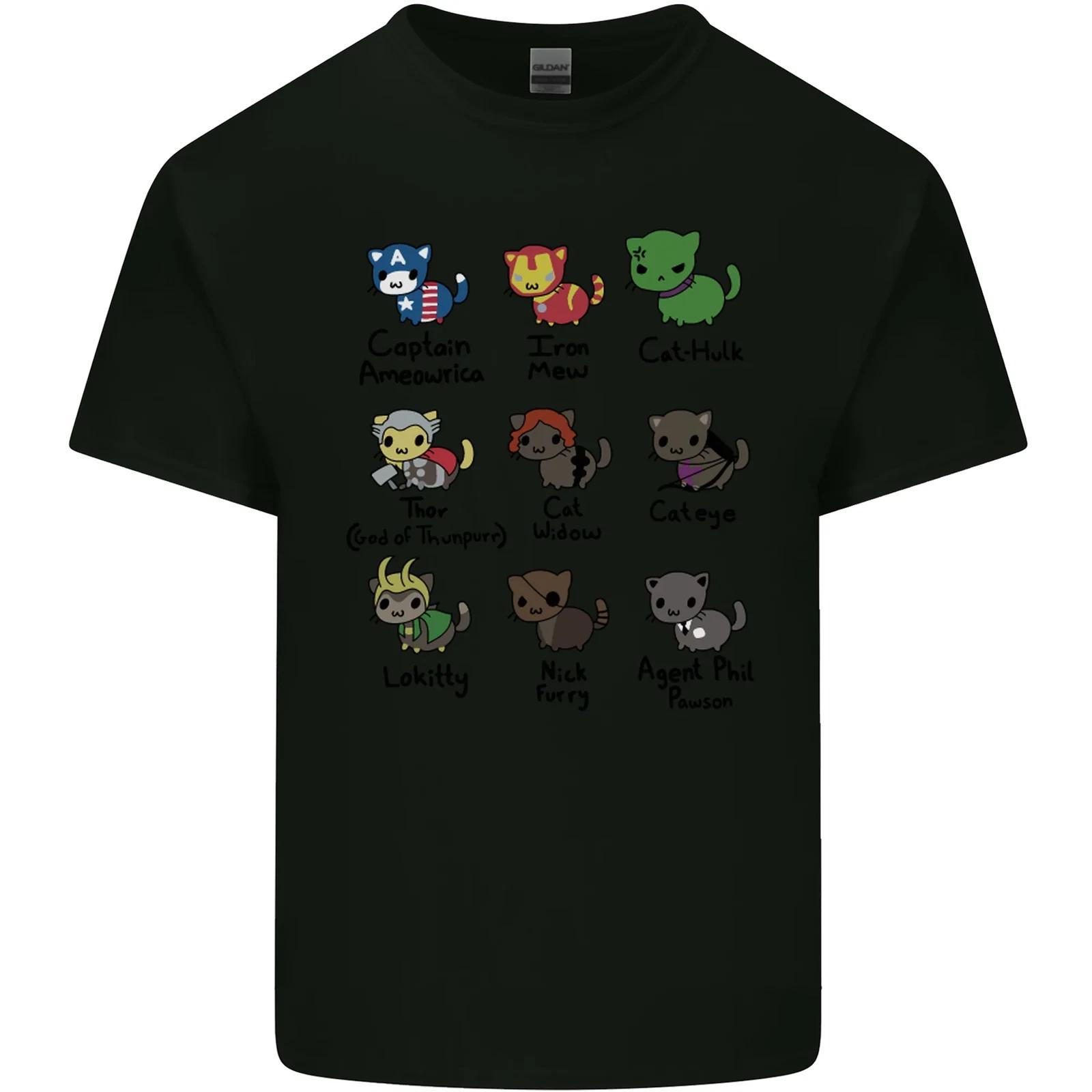 Funny Cat Superheroes Kids T-Shirt Childrens L