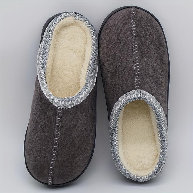 Women's Plush Winter Slippers Soft Fabric Slip-On Indoor House Shoes with EVA Sole