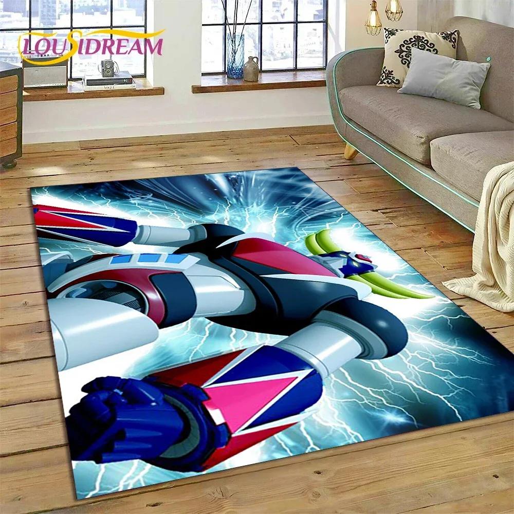 Tappeto Moquette 3D Cartone Animato UFO Robot Grendizer Anime per Camera da Letto Soggiorno Decorazione Casa Divano, Tappetino da Gioco Grande Decorativo per Bambini