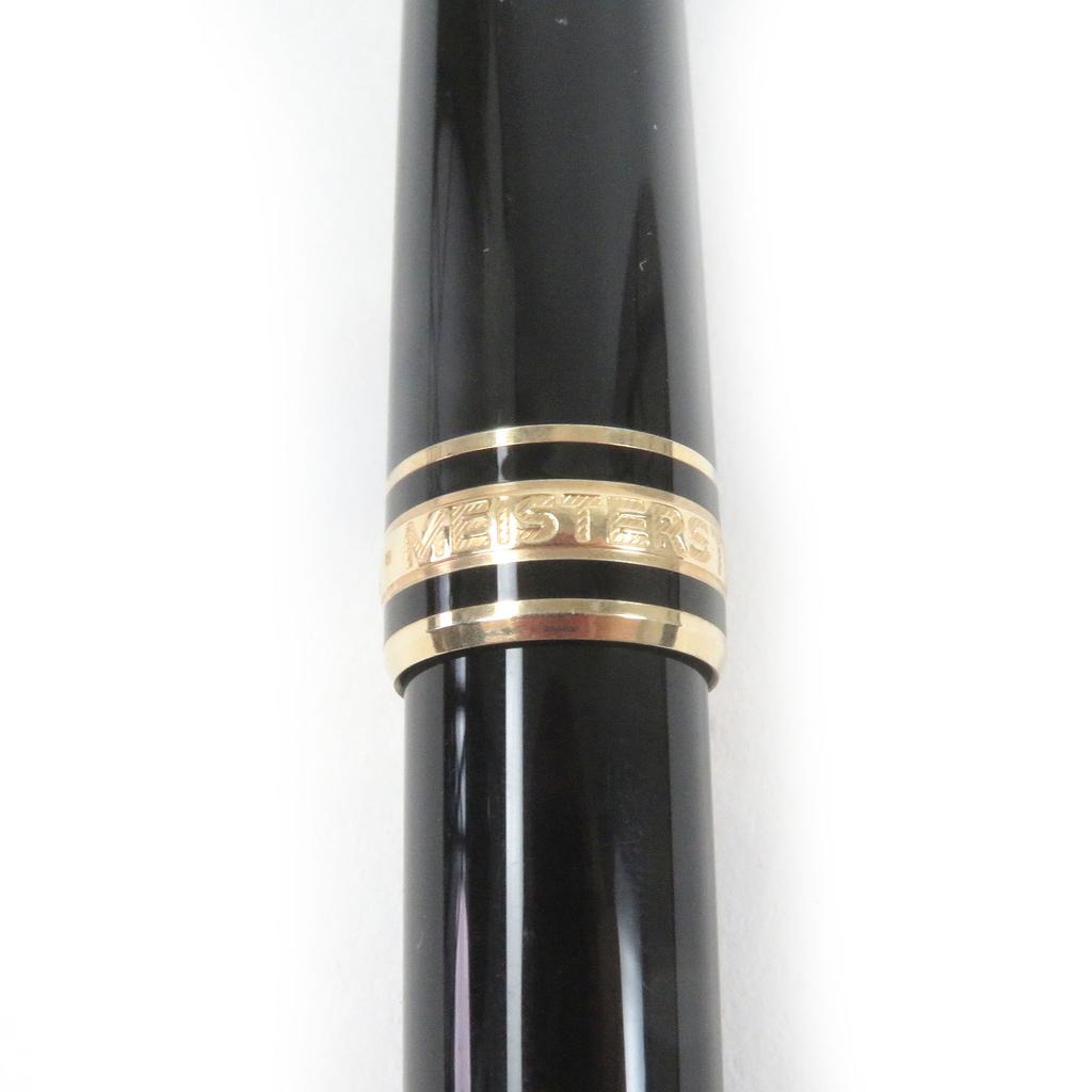 Great MONTBLANC Fountain Pen Meisterstck Classic Cap Type Black Gold 14K Mens Used