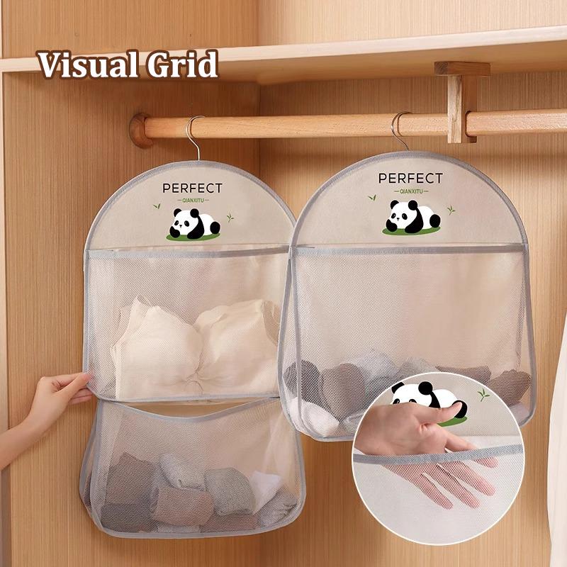 1/2/3 Layer Breathable Visible Storage Mesh Hanging Bag Socks Underwear Bag Wardrobe Organizer Toy Doll Large Bag With Hook