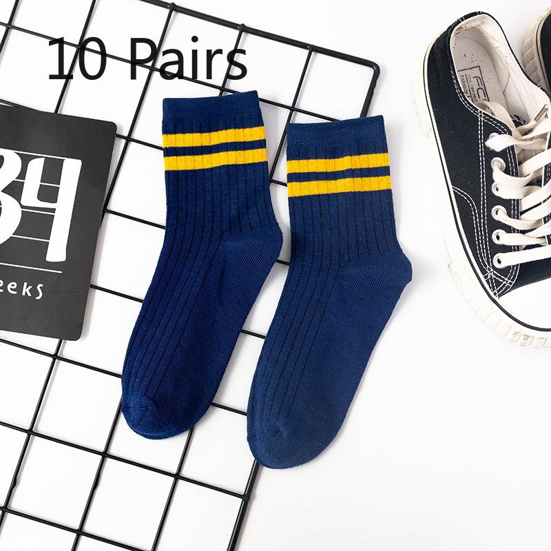 10 Pairs of Men's Autumn and Winter Business Leisure Versatile Classic Smoke A Parallel Bar Sweat Absorber Deodorant Tube Socks