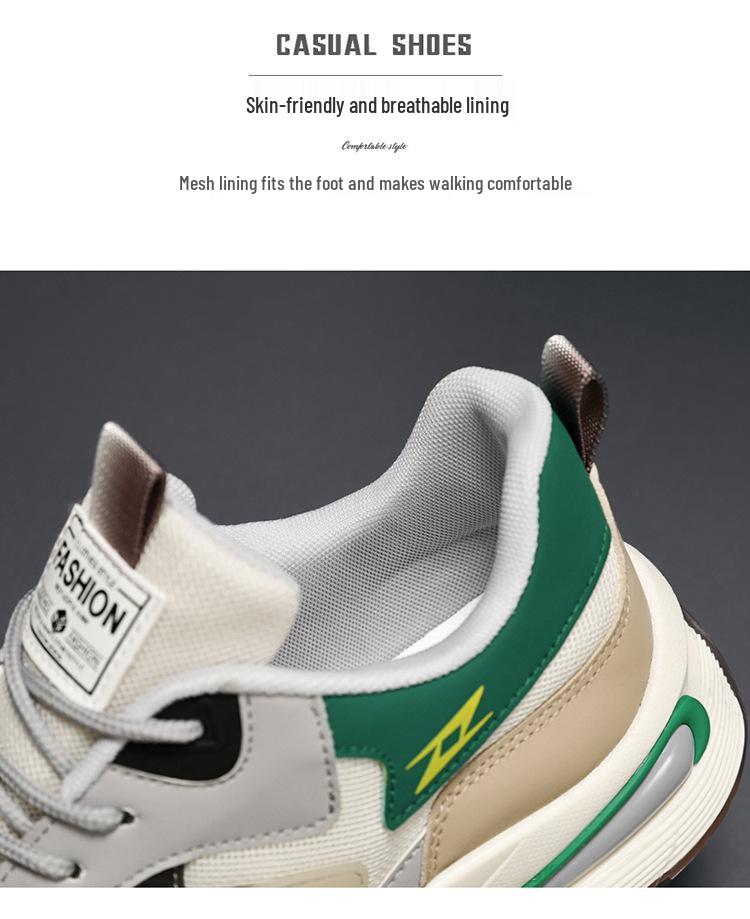 Men's Autumn Breathable Mesh Sports Shoes - Trendy, Versatile, Non-Slip, Thick-Sole Casual Dad Sneakers