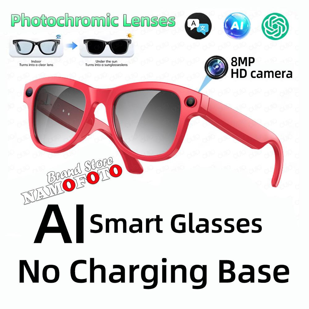 Neue KI-Smart-Brille mit farbwechselnden Gläsern für Fotografie, Videoaufnahme, 3600mAh Ladecase, 4K-Hochauflösungslinse, Musikwiedergabe übersetzen