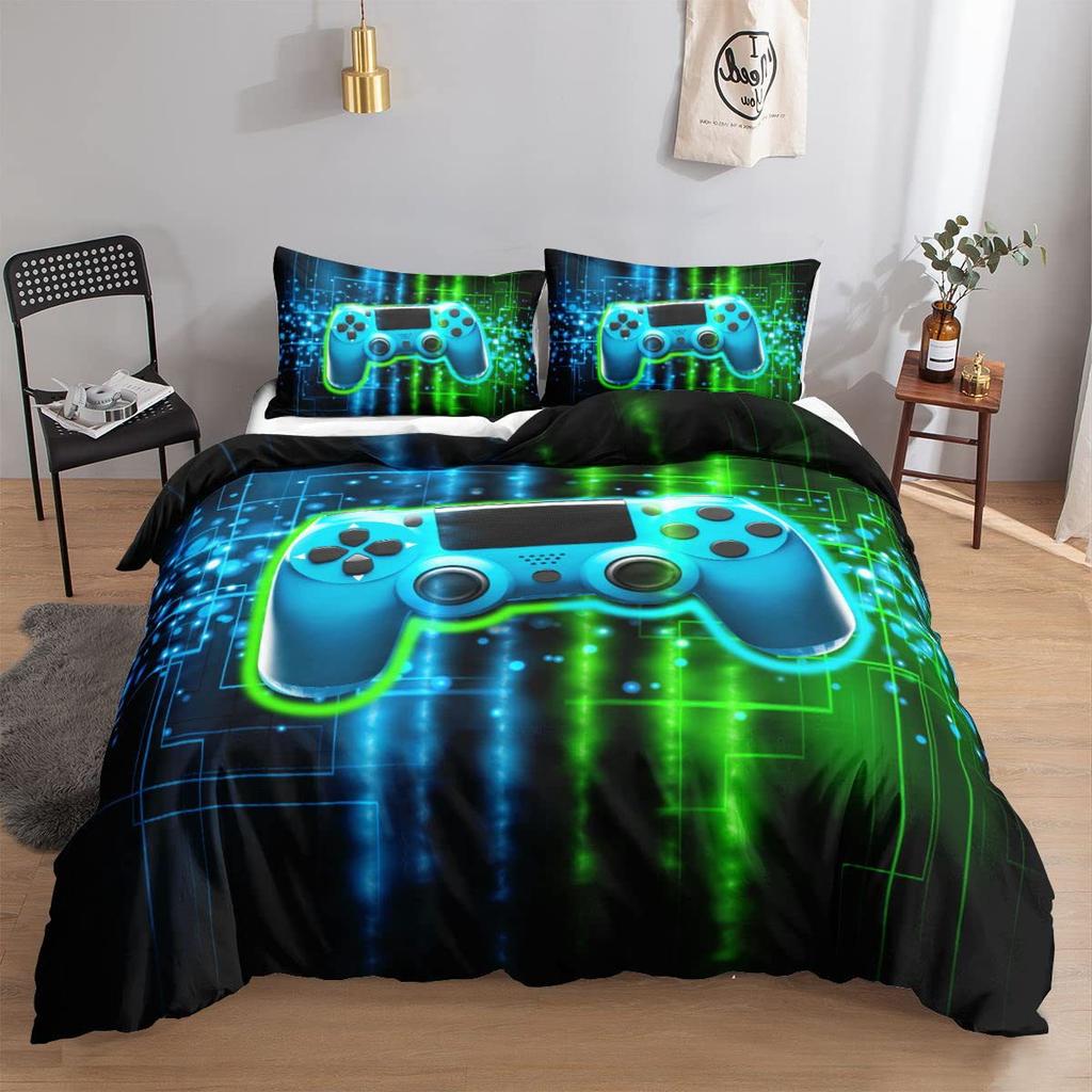 Spielkonsole Bettbezug Set Für Jungen Mädchen Kinder Weltraum Galaxie Gaming 3 Teile Mikrofaser Gamer Bettwäsche Teenager Bettdeckenbezüge