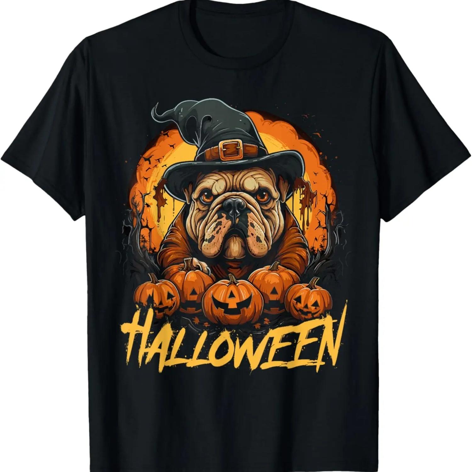 Cute Halloween English Bulldog Lover Mens Womens Childrens T-Shirt S чёрный