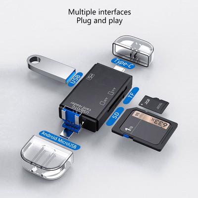 USB 2.0 Card Reader Android Type-c Mobile Phone Computer OTG 2.0 SD/TF 6-in-1 Multifunction Card Reader