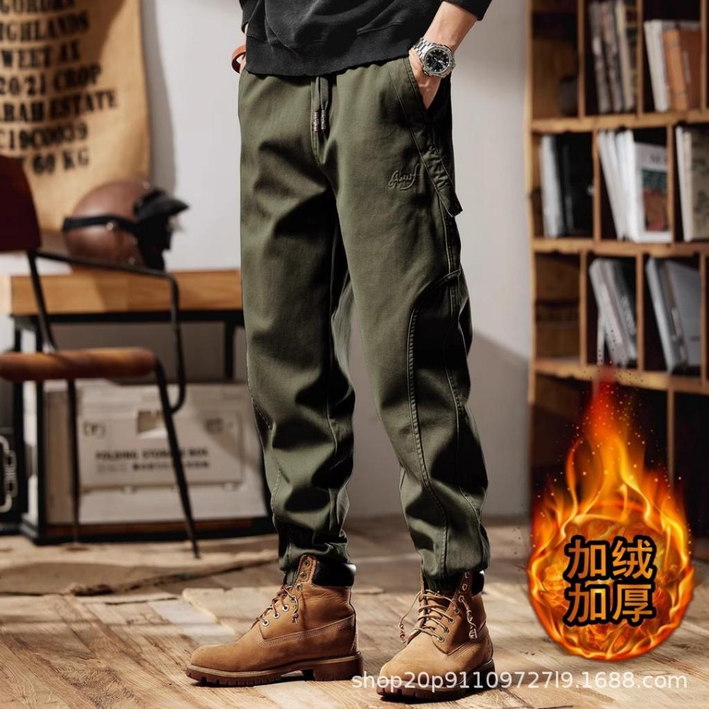 Retro Tooling Pants Men's Loose Straight Tie Harlan Pants Autumn and Winter Casual Pants