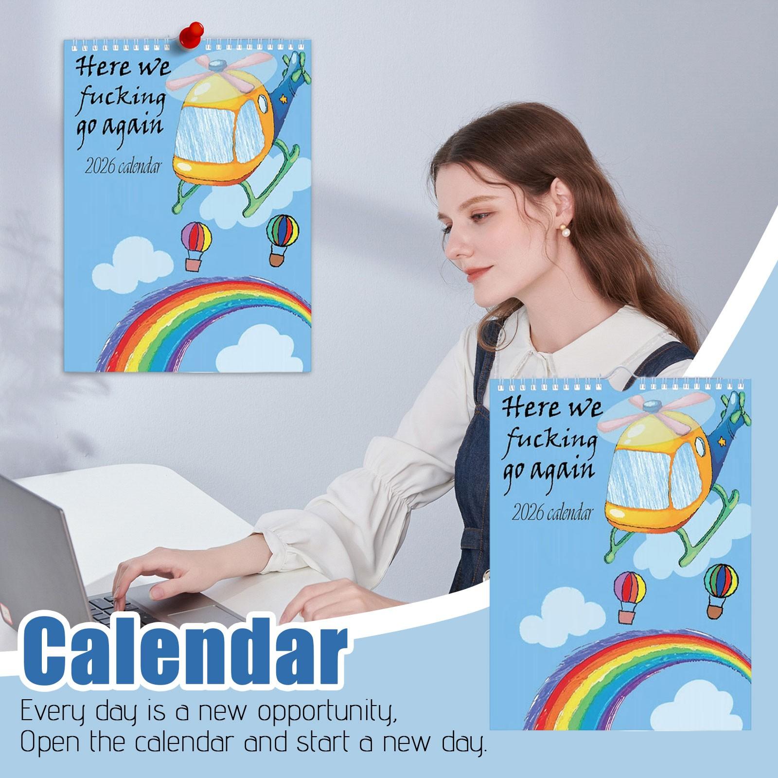 

Here We Fucking Again 2026 Calendar - Helicopters One Size