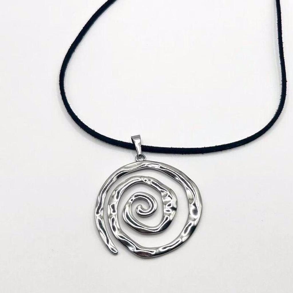 Titanium Steel Spiral Pendant Necklace For Women With Geometric Design And Boho Style Fall Jewelry