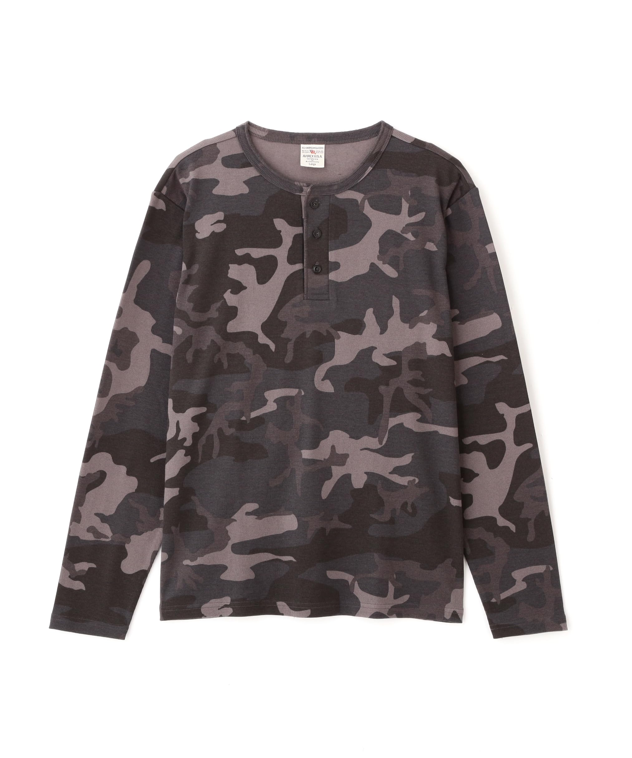 AVIREX DAILY RIB LONG SLEEVE NECK T-SHIRT(WEB Exclusive) CAMOUFLAGE black