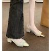 Women'S  New Model Dress Sandal Mid Heel Comfort Sandals Fashion Women'S Shoes Pointed Simple Princess Shoes Mujer Zapatos