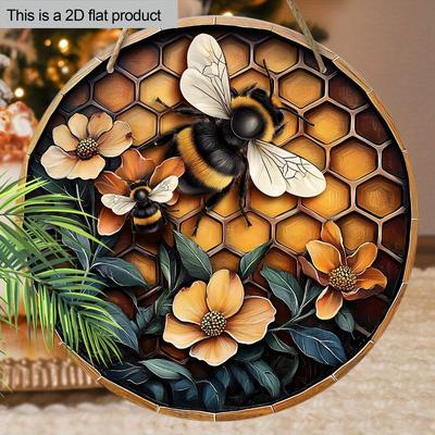 Garden Decoration, Wooden Hanging Decorative Signs, Bee Patterns, 2D Graphic Products, Housewarming Gifts for Friends