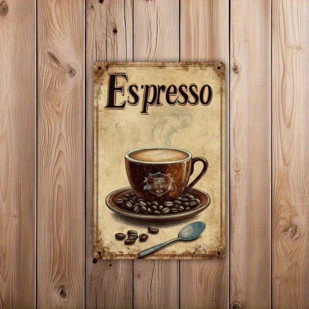 Tin Sign Espresso Wall Art Vintage Cafe Decor Metal Retro Kitchen Bar Rustic 8x12 Inch