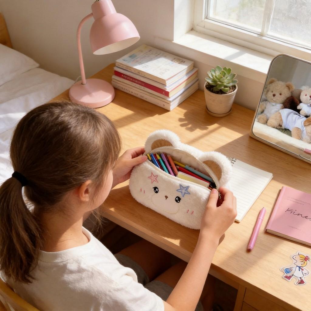 Plush Animal Pen Case With Large Capacity For Students And Kids