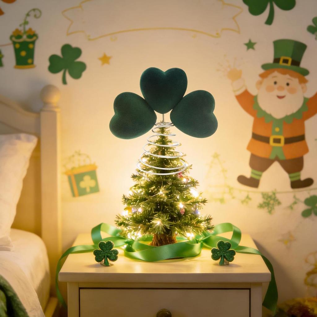 Décoration de sapin pour la Saint-Patrick, thème irlandais, avec base métallique, pour les fêtes de printemps, festival, fête