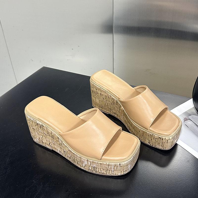 Fashion Fashion Thick Soled Footwear Ladies Wedges Slippers Shoes Platform Women Wedges Slippers Shoes Female Slides Sandals Big Size 43