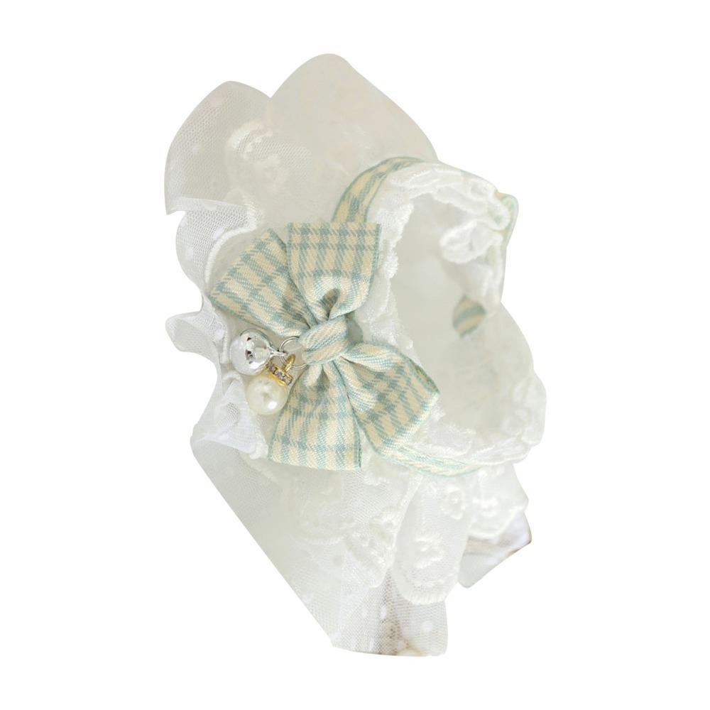 With Bow and Bells Lace Cat Collar Adjustable Pet Neckband Soft Jingle Bell Collar Pet Accessories